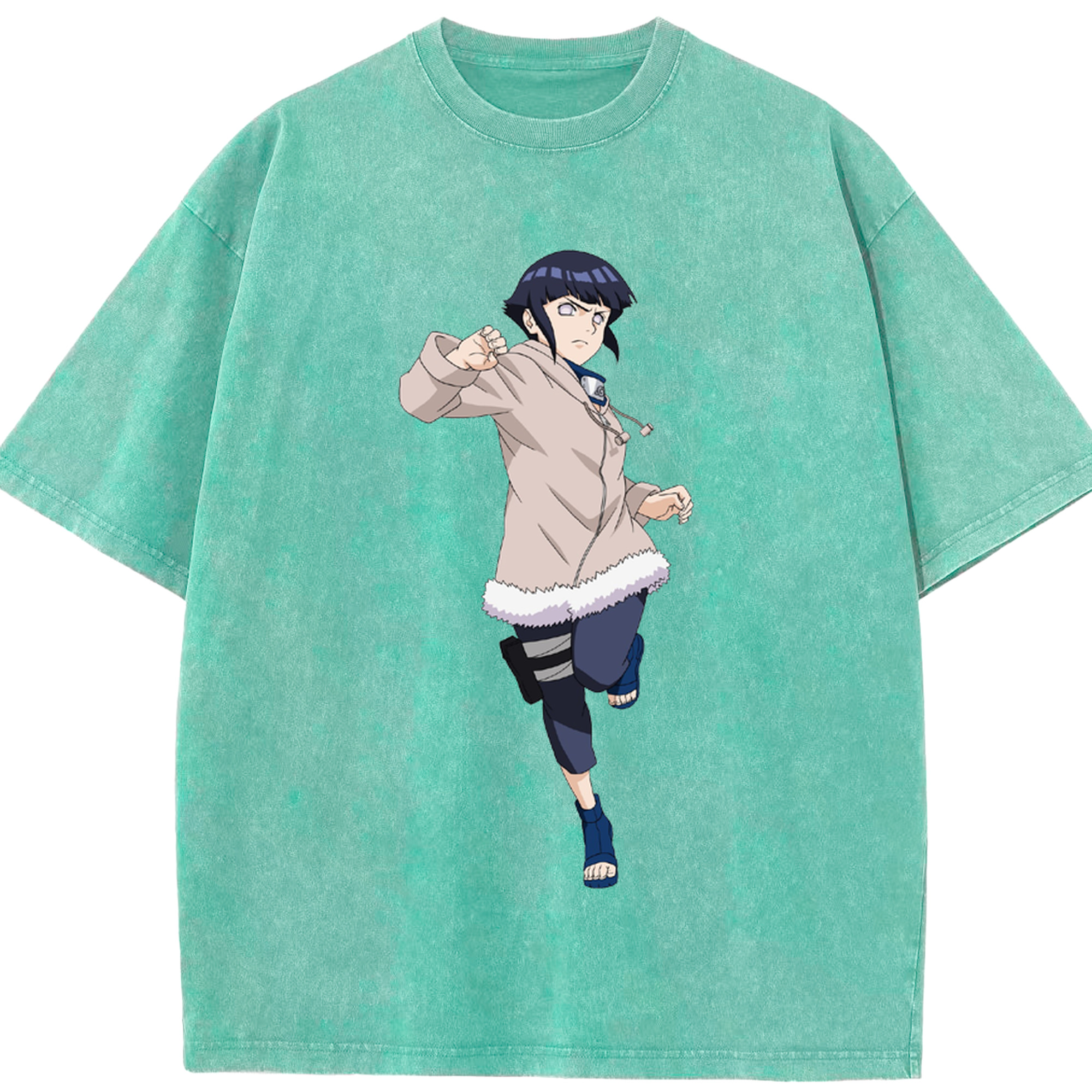 （画像用） NARUTO -ナルト- 日向ヒナタ Hyūga Hinata 綿100% ヴィンテージ風 半袖Tシャツ（フロントプリント）